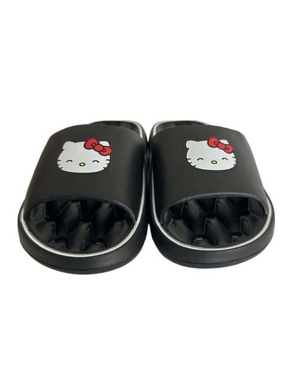 Hello Kitty Black Slide Slippers with Red Bow & Diamond Pattern Insole-36-37